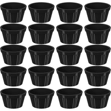 Carregar imagem no visualizador da galeria, 20 Ramequim Plástico 7,3cm Preto Canelado 90ml cada Molheira Pequena Uno Coza
