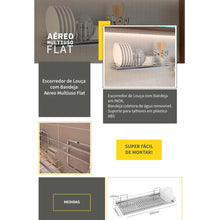 Carregar imagem no visualizador da galeria, Escorredor de Louça Aéreo com Bandeja e Porta Talheres Masutti Copat em Aço Inox