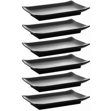 Carregar imagem no visualizador da galeria, Conjunto 6 Pratos de Sushi Melamina Lyor Tóquio Preto 17x11cm Travessas Retangular