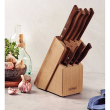 Carregar imagem no visualizador da galeria, Jogo de Facas Tramontina Tradicional Aço Inox e Madeira Natural com Suporte 8 Peças
