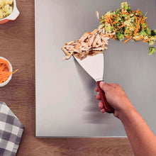 Carregar imagem no visualizador da galeria, 12 Espátulas Raspadoras Chapa Lanche 23x10cm Preta Aço Inox Cozinha Profissional