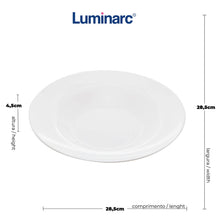 Carregar imagem no visualizador da galeria, 12 Pratos para Massa Risoto 28cm Vidro Opalino Branco Restaurante Hotel Bar Lyor Friends Time