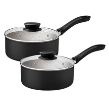 Carregar imagem no visualizador da galeria, Jogo de Panelas Tramontina Preto 5 Peças Linz Aluminio Antiaderente Starflon Max Tampa de Vidro