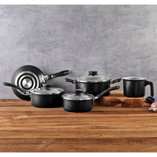 Carregar imagem no visualizador da galeria, Jogo de Panelas Tramontina Preto 5 Peças Linz Aluminio Antiaderente Starflon Max Tampa de Vidro