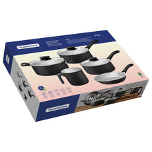 Carregar imagem no visualizador da galeria, Jogo de Panelas Tramontina Preto 5 Peças Linz Aluminio Antiaderente Starflon Max Tampa de Vidro
