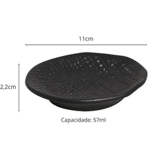 Carregar imagem no visualizador da galeria, Ramequim Cerâmica Stoneware Porto Brasil 57ml Preto Matte Juta Molheira Média Entradas Petiscos Soyo