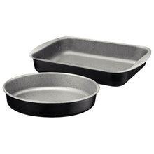 Carregar imagem no visualizador da galeria, Jogo de Assadeiras Tramontina Brasil 2 Peças Alumínio Preto Antiaderente Forma para Forno Retangular Redonda