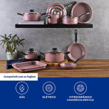 Carregar imagem no visualizador da galeria, Jogo de Panelas Tramontina Alumínio Antiaderentes Rosa 10pçs Linz Starflon Max