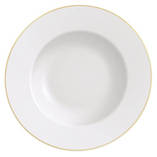 Carregar imagem no visualizador da galeria, Prato de Jantar Raso Branco Borda Dourada Porcelana 28cm Elisa Tramontina