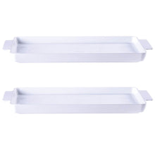 Carregar imagem no visualizador da galeria, Jogo 2 Travessas Bandeja 36x19cm Maria Augusta Retangular Porcelana Servir Tramontina Branco Liso