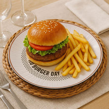 Carregar imagem no visualizador da galeria, 6 Pratos Hambúrguer Lanche Chicago Porcelana Decorada 25cm Mesa Posta Tramontina