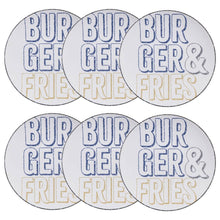 Carregar imagem no visualizador da galeria, Conjunto 6 Pratos Rasos Hambúrguer Lanche Porcelana 25cm Temático Mesa Posta Tramontina Texas