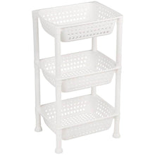 Carregar imagem no visualizador da galeria, Fruteira de Chão Cozinha 3 Andares Plástico Branco Cesto Organizador Multiuso Utti Ordene