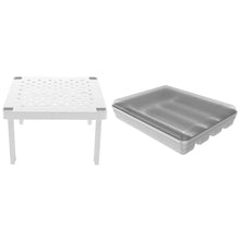 Carregar imagem no visualizador da galeria, Kit Prateleira Empilhável e Porta Talheres com Tampa para Gaveta Organizador de Armário OU