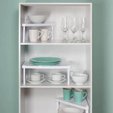 Carregar imagem no visualizador da galeria, Kit Prateleira Empilhável e Porta Talheres com Tampa para Gaveta Organizador de Armário OU