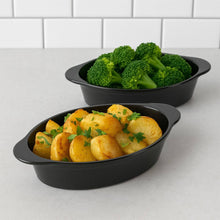 Carregar imagem no visualizador da galeria, Travessa de Plástico Oval 550ml Saladeira Tigela Preta Coza Uno Servir Petiscos Porções