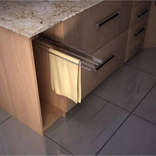 Carregar imagem no visualizador da galeria, Kit Suporte Pano de Prato Triplo e Lixeira 15L Aramados Deslizantes Móveis Cozinha Planejada