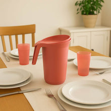 Carregar imagem no visualizador da galeria, Kit 6 Copos 400ml e Jarra Plástica com Tampa 2L Rosa Para Servir Suco Água Mesa Posta