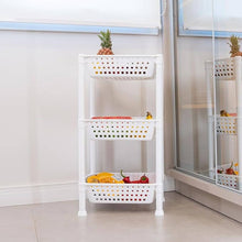 Carregar imagem no visualizador da galeria, Fruteira de Chão Cozinha 3 Andares Plástico Branco Cesto Organizador Multiuso Utti Ordene