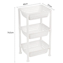 Carregar imagem no visualizador da galeria, Fruteira de Chão Cozinha 3 Andares Plástico Branco Cesto Organizador Multiuso Utti Ordene