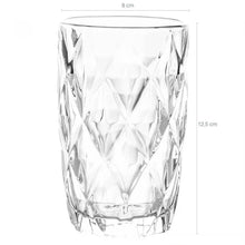 Carregar imagem no visualizador da galeria, Jogo 6 Copos Diamond Alto De Vidro 390ml Lyor Suco Água Refrigerante Diamante Transparente