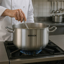 Carregar imagem no visualizador da galeria, Caçarola 12,2L com Tampa Aço Inox Panela Indução 32cm Brinox Profissional Buffets Restaurantes