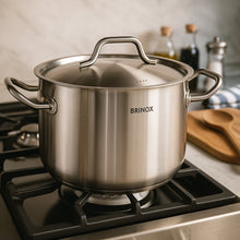 Carregar imagem no visualizador da galeria, Jogo de Panelas Profissionais 3 Peças 32cm Inox Fundo Triplo Brinox Caldeirão Caçarola Frigideira