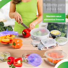 Carregar imagem no visualizador da galeria, Kit 6 Tampas de Silicone Flexíveis p/ Alimentos e Tigelas