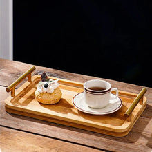 Carregar imagem no visualizador da galeria, Bandeja de Bambu com Alça Dourada Casa Splendida