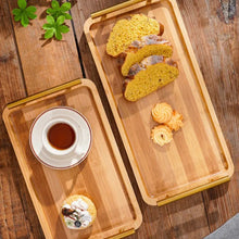 Carregar imagem no visualizador da galeria, Bandeja de Bambu com Alça Dourada Casa Splendida