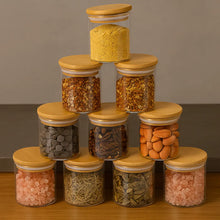Carregar imagem no visualizador da galeria, Porta Temperos com Tampa de Bambu – Kit com 6 Unidades de 200ml | Casa Splendida