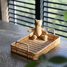 Carregar imagem no visualizador da galeria, Bandeja de Plástico com Alça Trama Rattan Casa Splendida