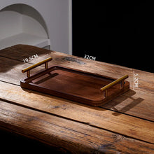 Carregar imagem no visualizador da galeria, Bandeja de Madeira Escura com Alça Dourada Casa Splendida