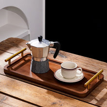 Carregar imagem no visualizador da galeria, Bandeja de Madeira Escura com Alça Dourada Casa Splendida