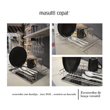 Carregar imagem no visualizador da galeria, Escorredor de Louças para Bancada com Bandeja Removível Masutti Copat em Aço Inox
