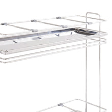 Carregar imagem no visualizador da galeria, Porta Temperos Suporte Condimentos Deslizante Aço Inox com Bandeja Aramado Embutir 2 Níveis
