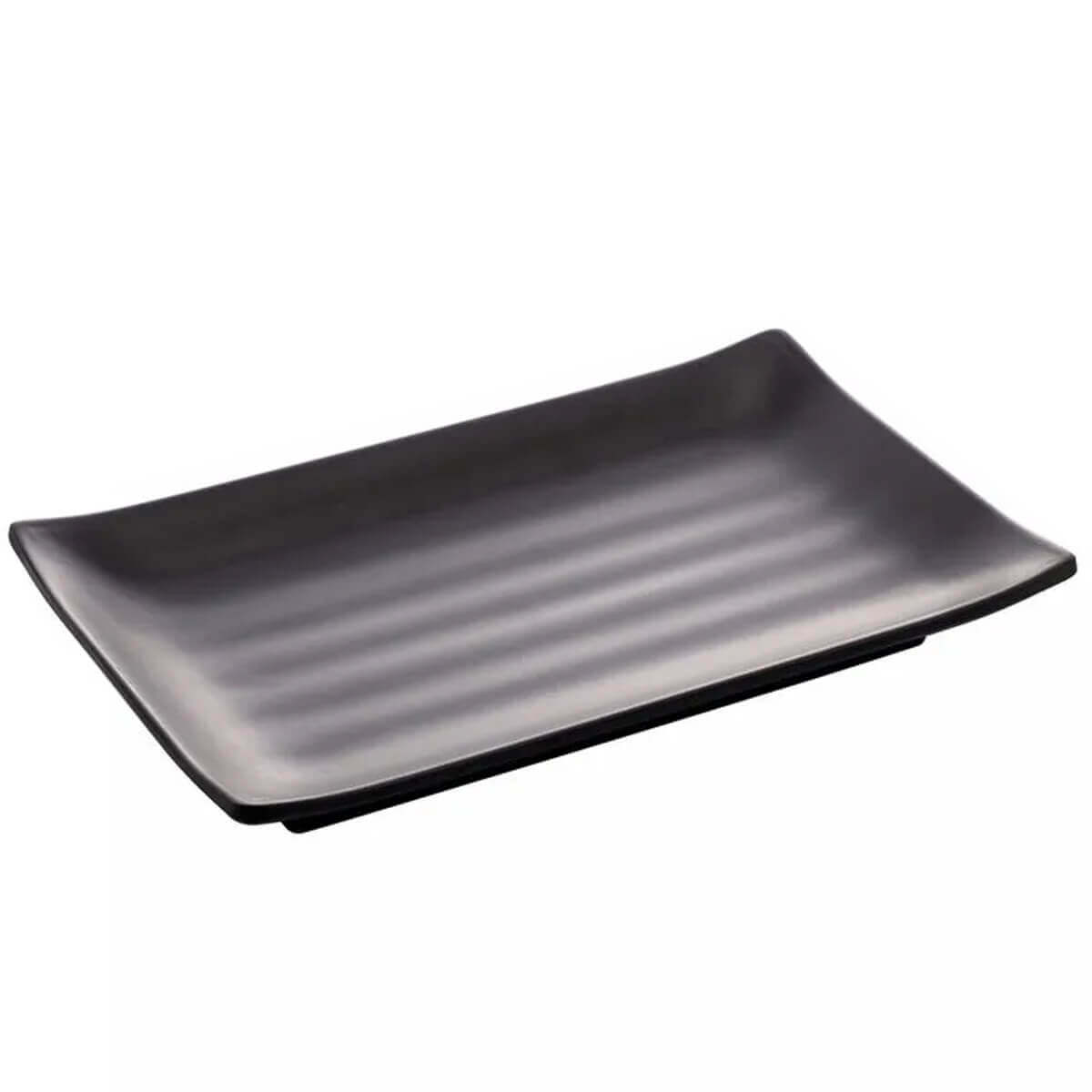 Conjunto 6 Pratos de Sushi Melamina Lyor Tóquio Preto 17x11cm Travessas Retangular