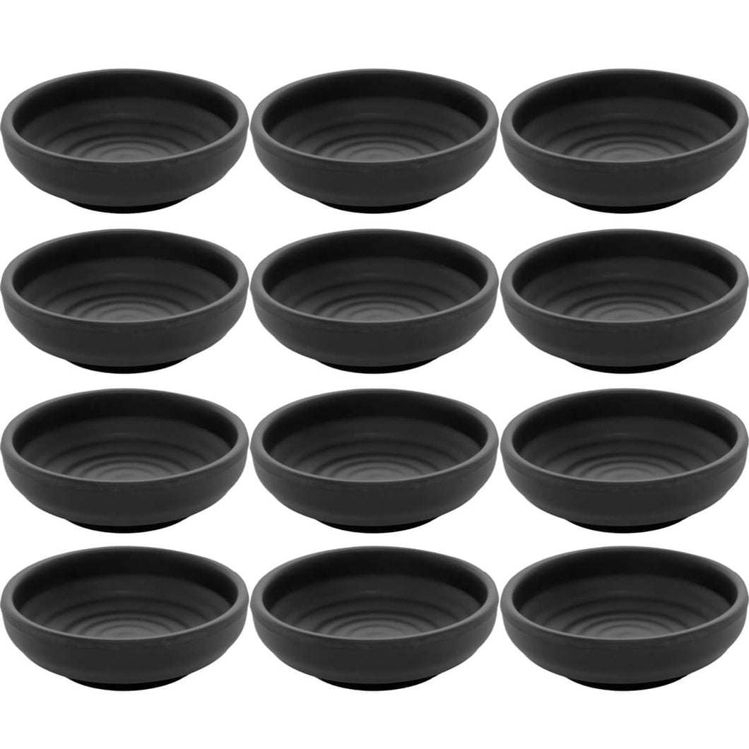 Conjunto 12 Molheiras Porta Shoyu 40ml Redondas Ramekins Melamina Pretos Tóquio Lyor