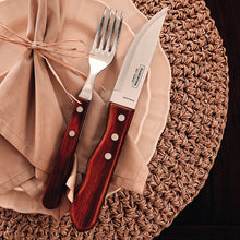 Carregar imagem no visualizador da galeria, Garfo para Churrasco Jumbo Tramontina Talher Avulso Aço Inox Cabo Madeira Polywood Vermelho
