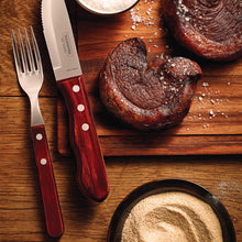 Carregar imagem no visualizador da galeria, Garfo para Churrasco Jumbo Tramontina Talher Avulso Aço Inox Cabo Madeira Polywood Vermelho
