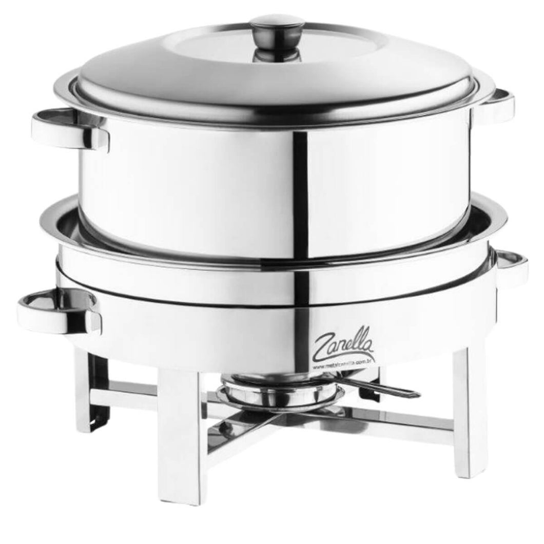 Rechaud Redondo Banho Maria 10L Aço Inox Restaurante Hotel Buffet Eventos Zanella