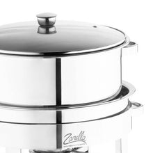 Carregar imagem no visualizador da galeria, Rechaud Gastronômico Banho Maria 8,5L Aço Inox Tampa de Vidro Redondo Eventos Restaurante
