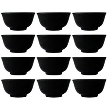 Carregar imagem no visualizador da galeria, Jogo 12 Tigelas Porcelana Pequenas 240ml Oriental Sopa Missô Sunomono Preta 11cm Germer
