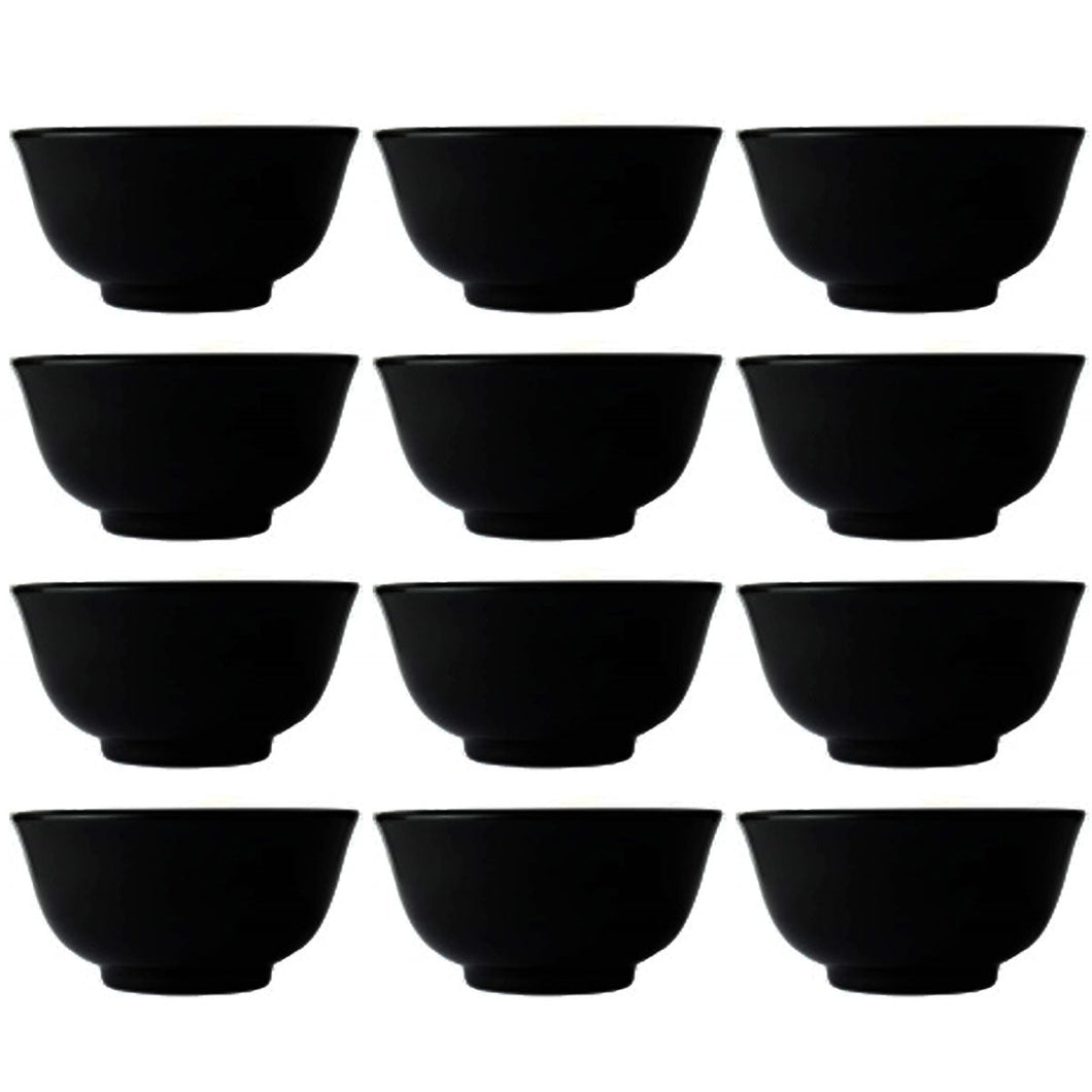 Jogo 12 Tigelas Porcelana Pequenas 240ml Oriental Sopa Missô Sunomono Preta 11cm Germer
