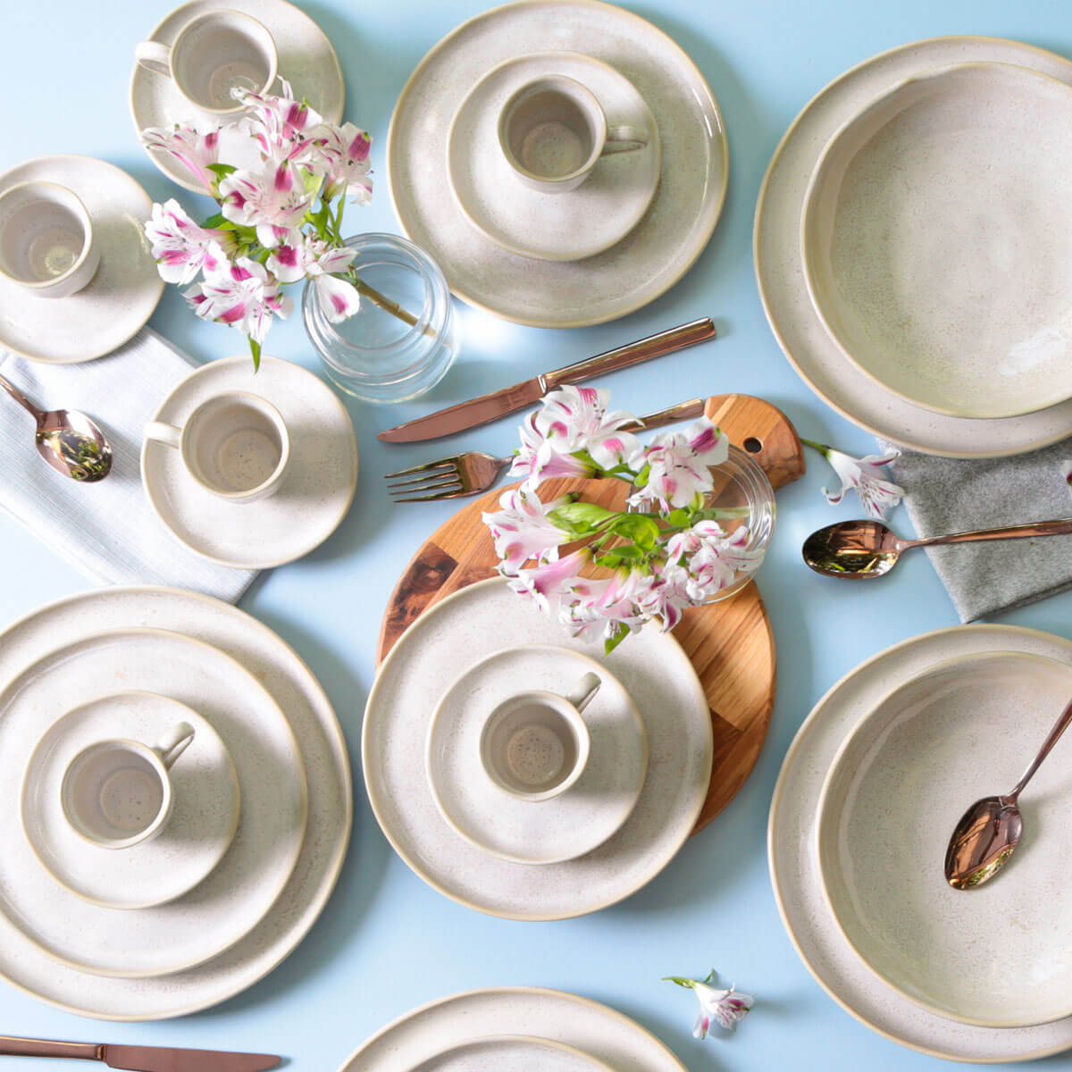 Aparelho de Jantar 30 Peças Cerâmica Stoneware Off White Bio Latte Porto Brasil Mesa Posta