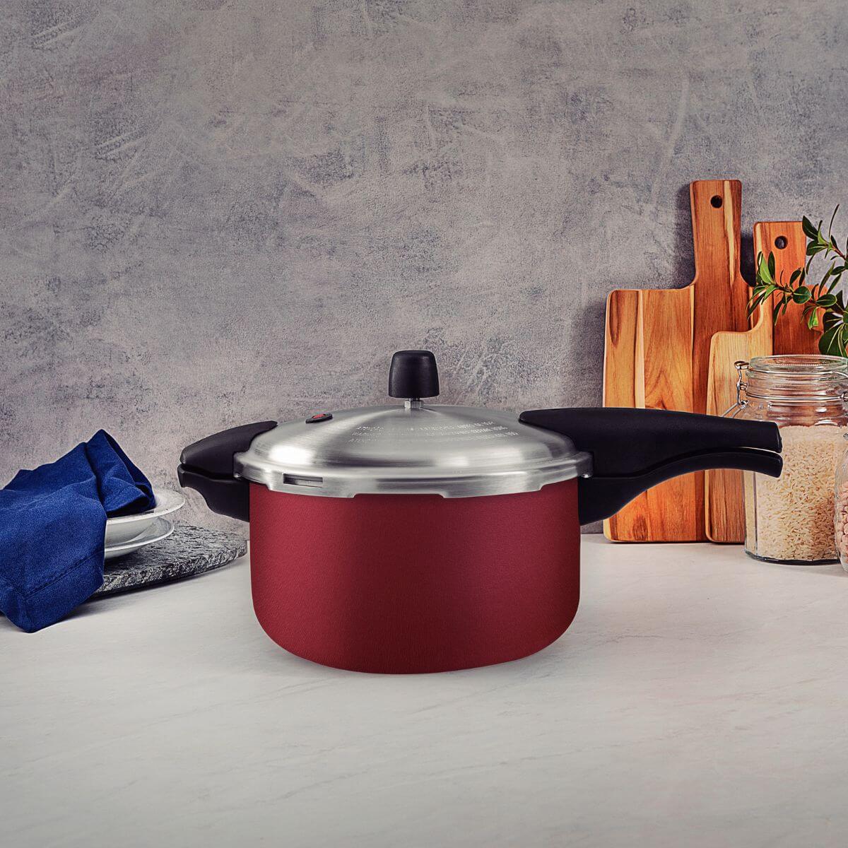 Panela de Pressão Tramontina 6L Vancouver Effrect Antiaderente Starflon Max Vermelho