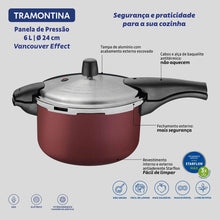 Carregar imagem no visualizador da galeria, Panela de Pressão Tramontina 6L Vancouver Effrect Antiaderente Starflon Max Vermelho

