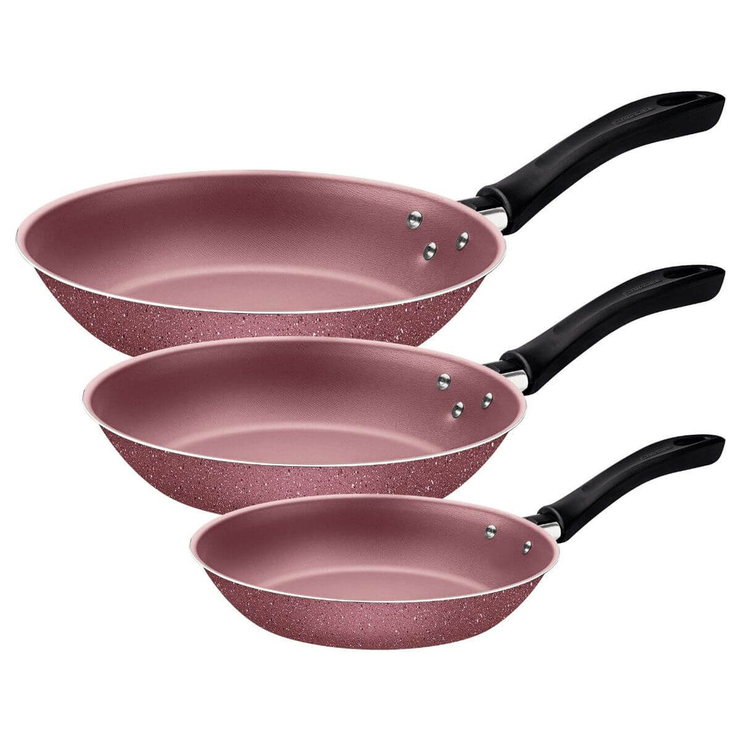 Jogo Frigideiras Antiaderente Tramontina Não Gruda Alumínio Rosa 3 Peças Linz
