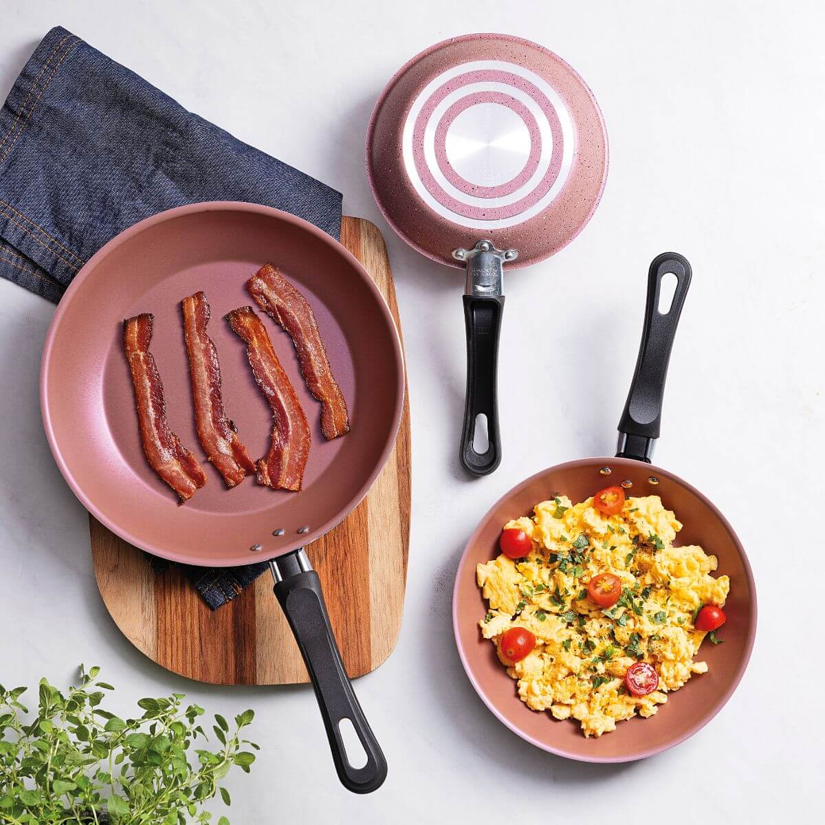 Jogo Frigideiras Antiaderente Tramontina Não Gruda Alumínio Rosa 3 Peças Linz