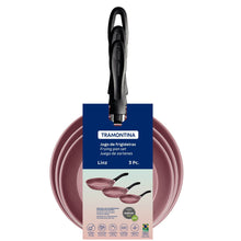 Carregar imagem no visualizador da galeria, Jogo Frigideiras Antiaderente Tramontina Não Gruda Alumínio Rosa 3 Peças Linz
